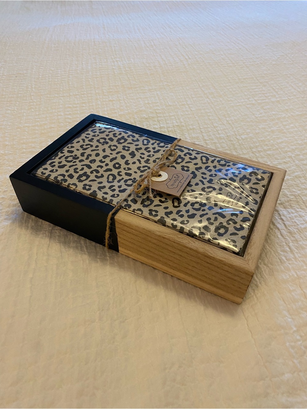 Mud Pie Leopard Print Hand Towels in Black and Natural
